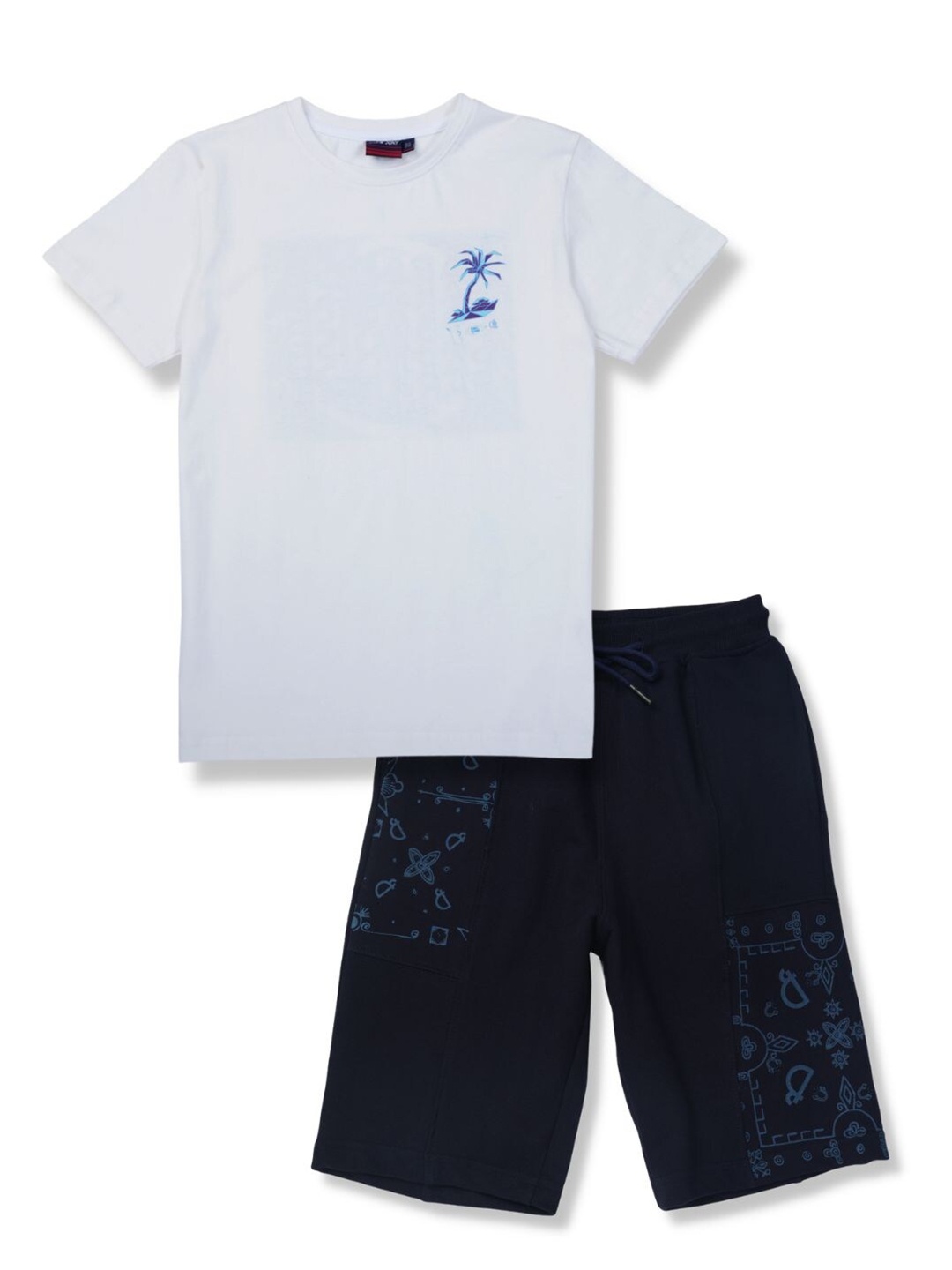 

Gini and Jony Boys Pure Cotton T-shirt With Shorts, White