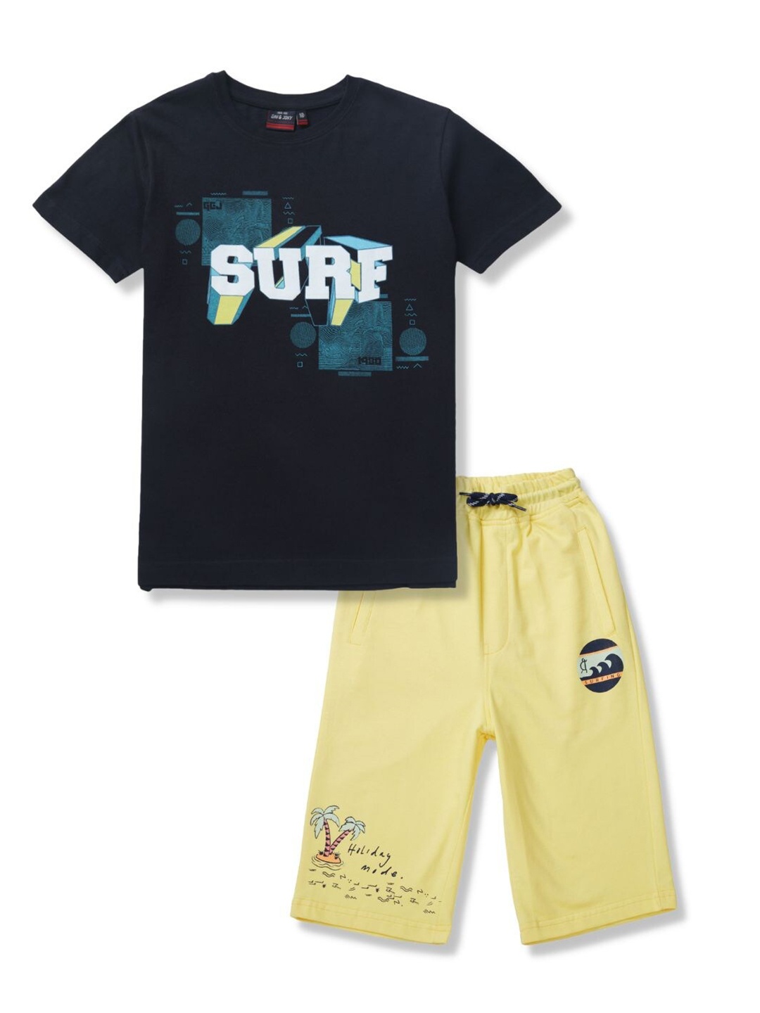

Gini and Jony Boys Printed Pure Cotton T-shirt With Shorts, Black