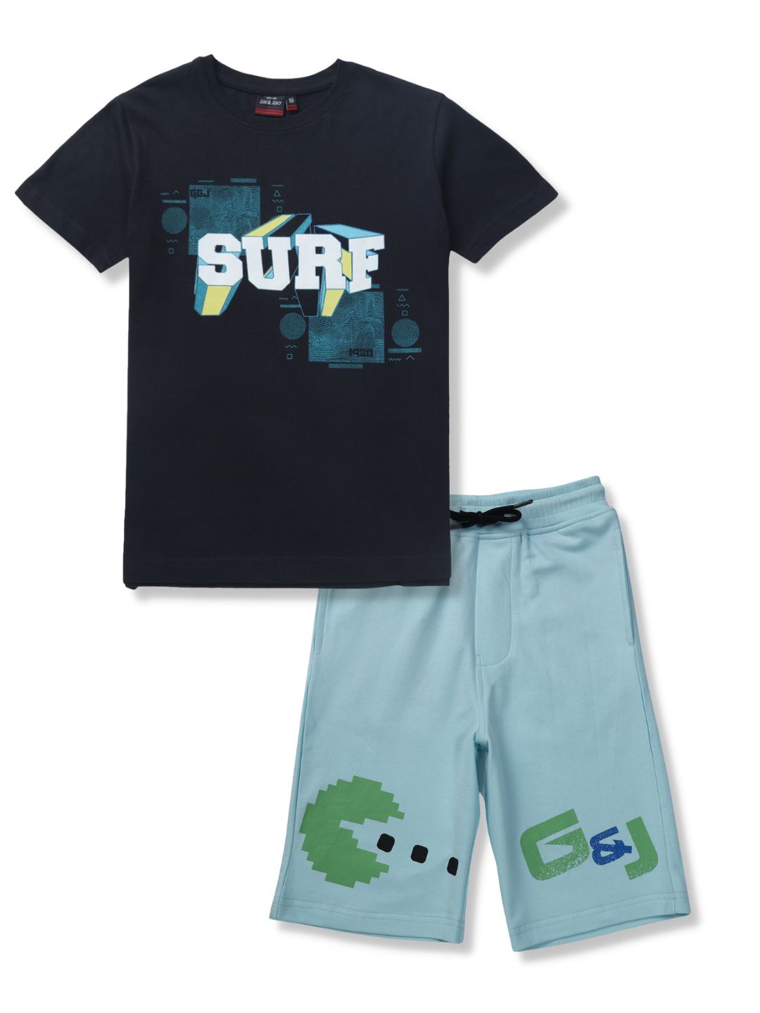 

Gini and Jony Boys Printed Pure Cotton T-shirt with Shorts, Black