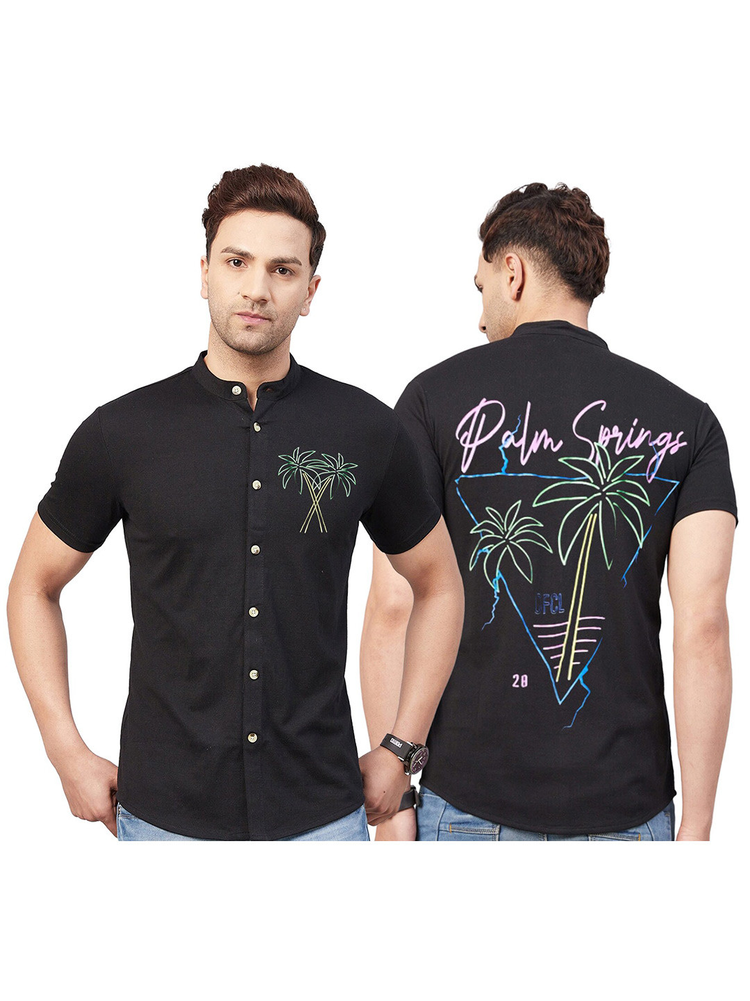 

Try This Classic Graphic Printed Cotton Casual Shirt, Black