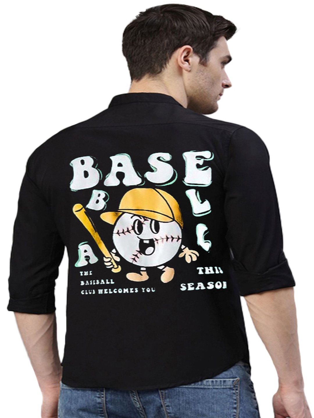 

Try This Classic Typography Printed Cotton Casual Shirt, Black