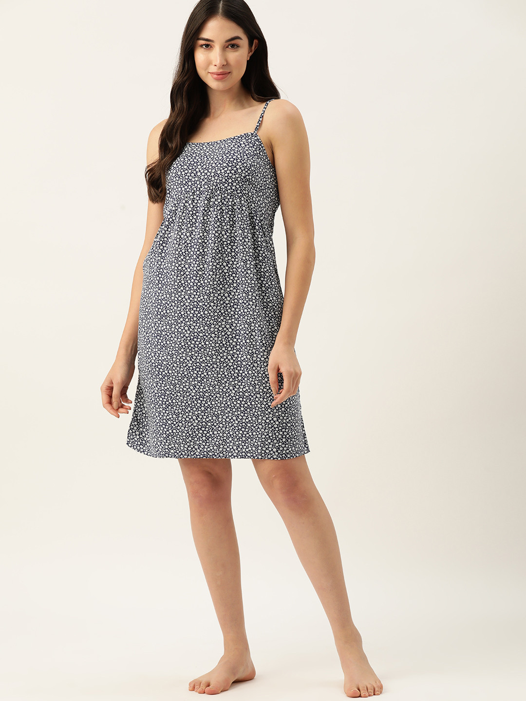 

ETC Printed Nightdress, Navy blue