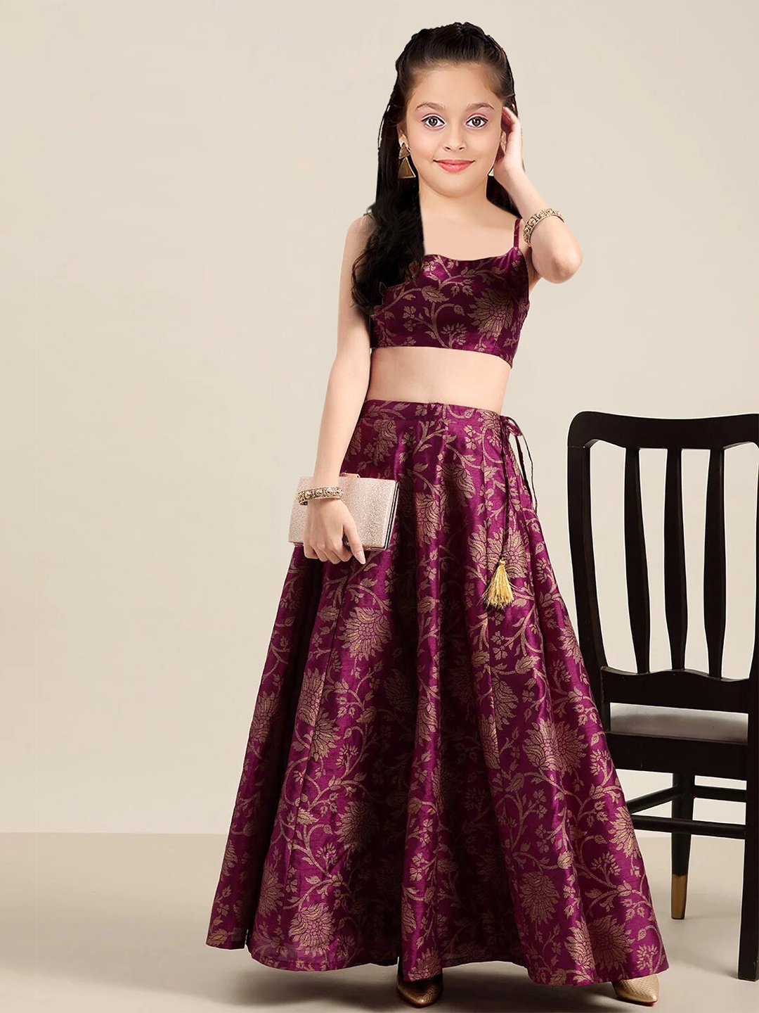 

Kedar Fab Girls Semi-Stitched Lehenga & Unstitched Blouse With Dupatta, Purple