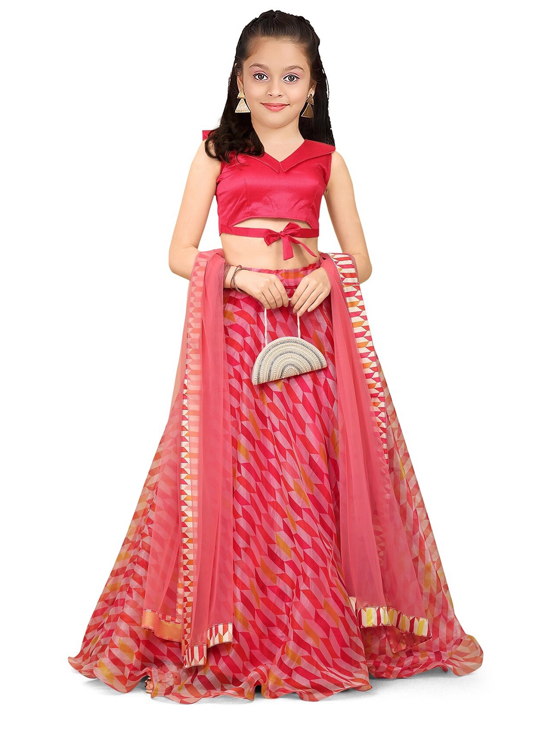 

Kedar Fab Girls Semi-Stitched Lehenga & Unstitched Blouse With Dupatta, Pink