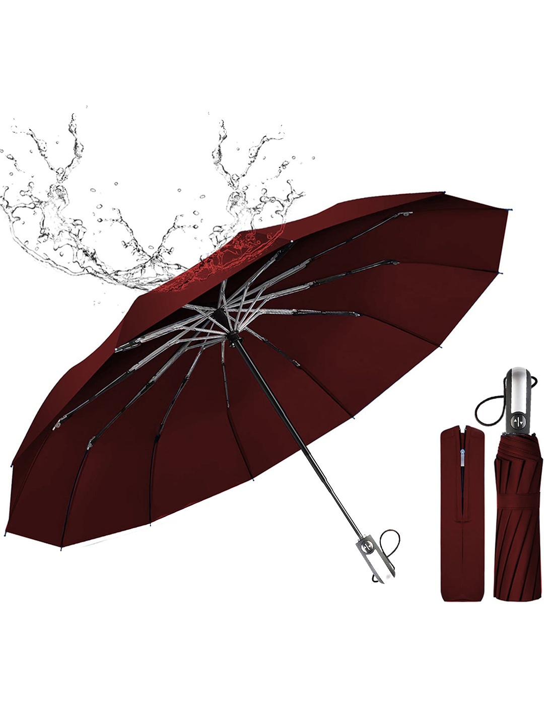 

Sasimo Water proof Coating Auto Open 3-Fold Umbrella, Maroon