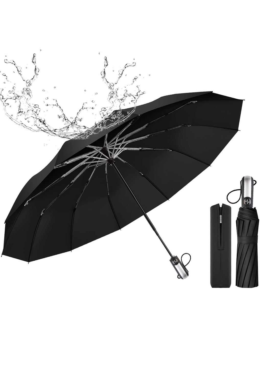 

Sasimo Windproof 3-Fold Umbrella, Black