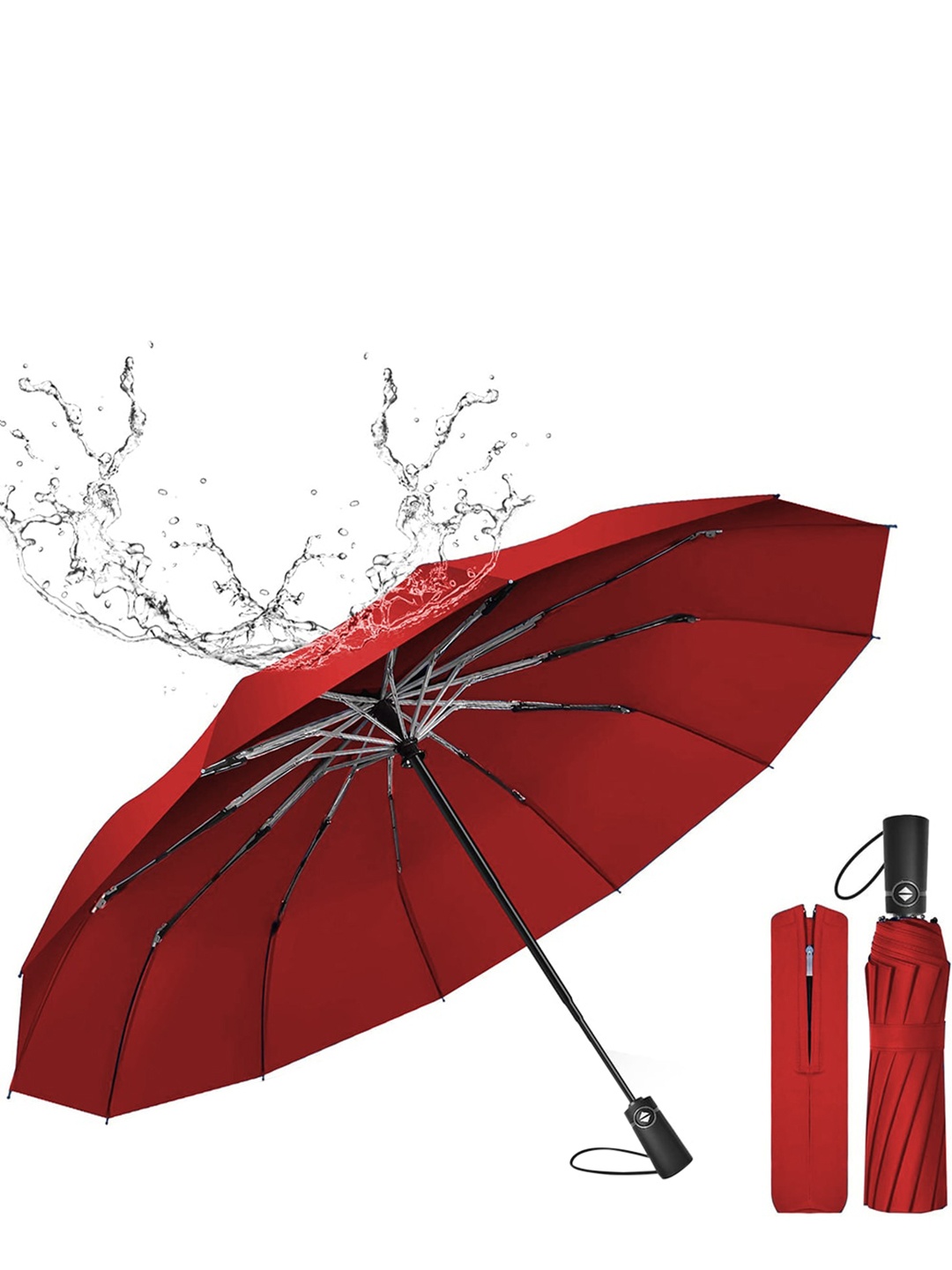 

Sasimo Water proof Coating Auto Open 3-Fold Umbrella, Red