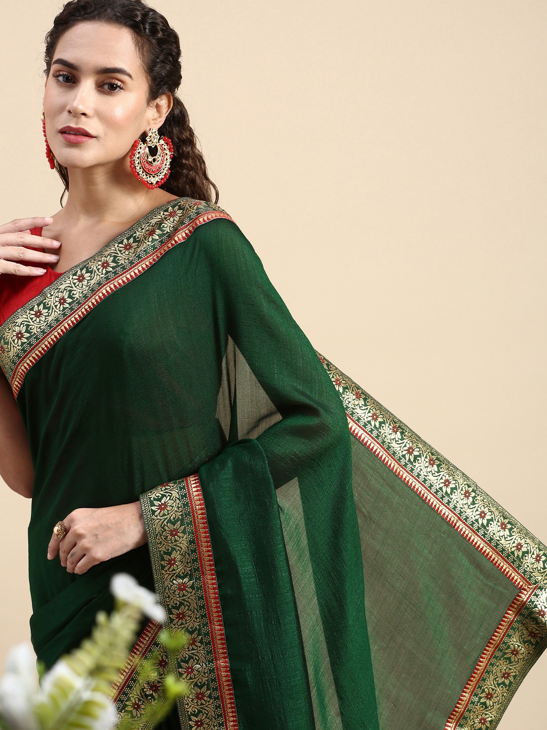 

Indian Women Zari Saree, Green