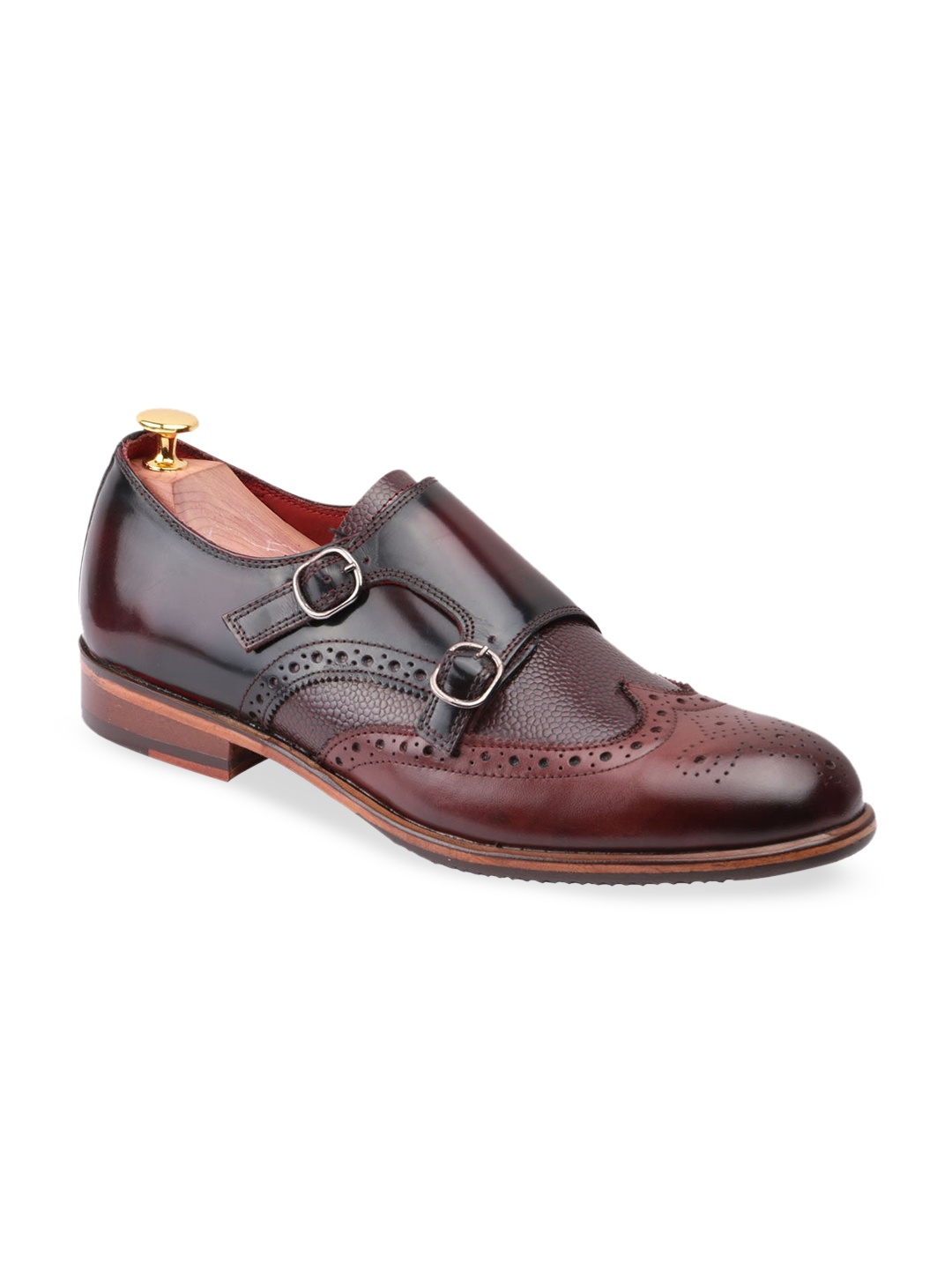 

Harrykson London Men Textured Leather Formal Monk Shoes, Brown