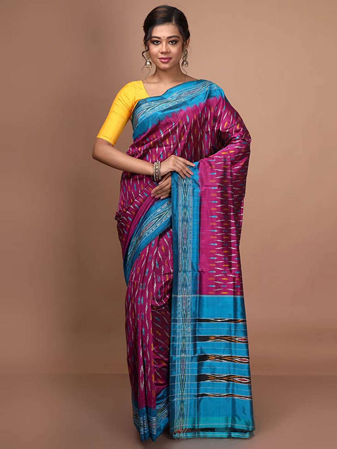 

AllSilks Ikkat Woven Design Saree, Purple