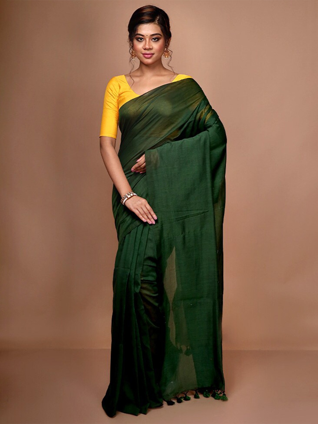 

AllSilks Cotton Blend Saree, Green