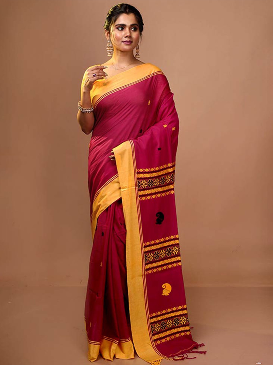 

AllSilks Ethnic Motifs Woven Design Saree, Pink