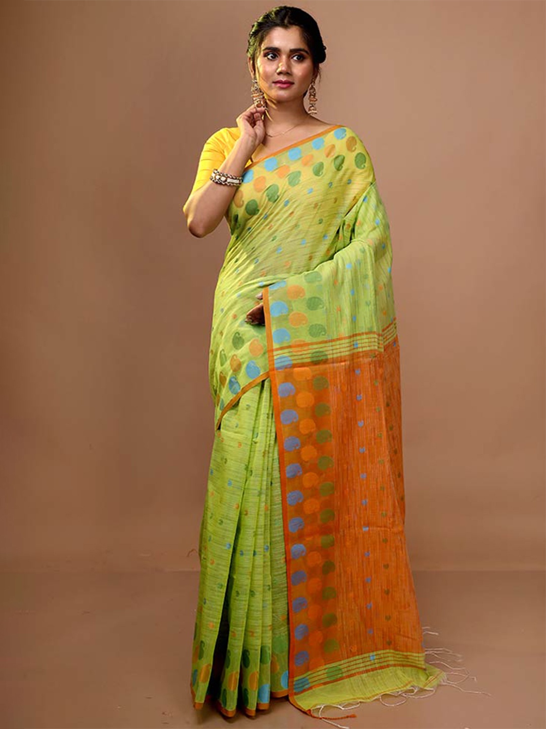 

AllSilks Paisley Woven Design Saree, Green
