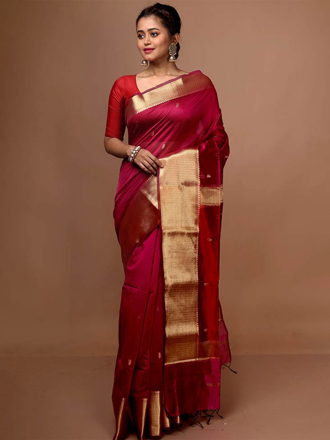 

AllSilks Ethnic Motif Woven Design Zari Saree, Maroon