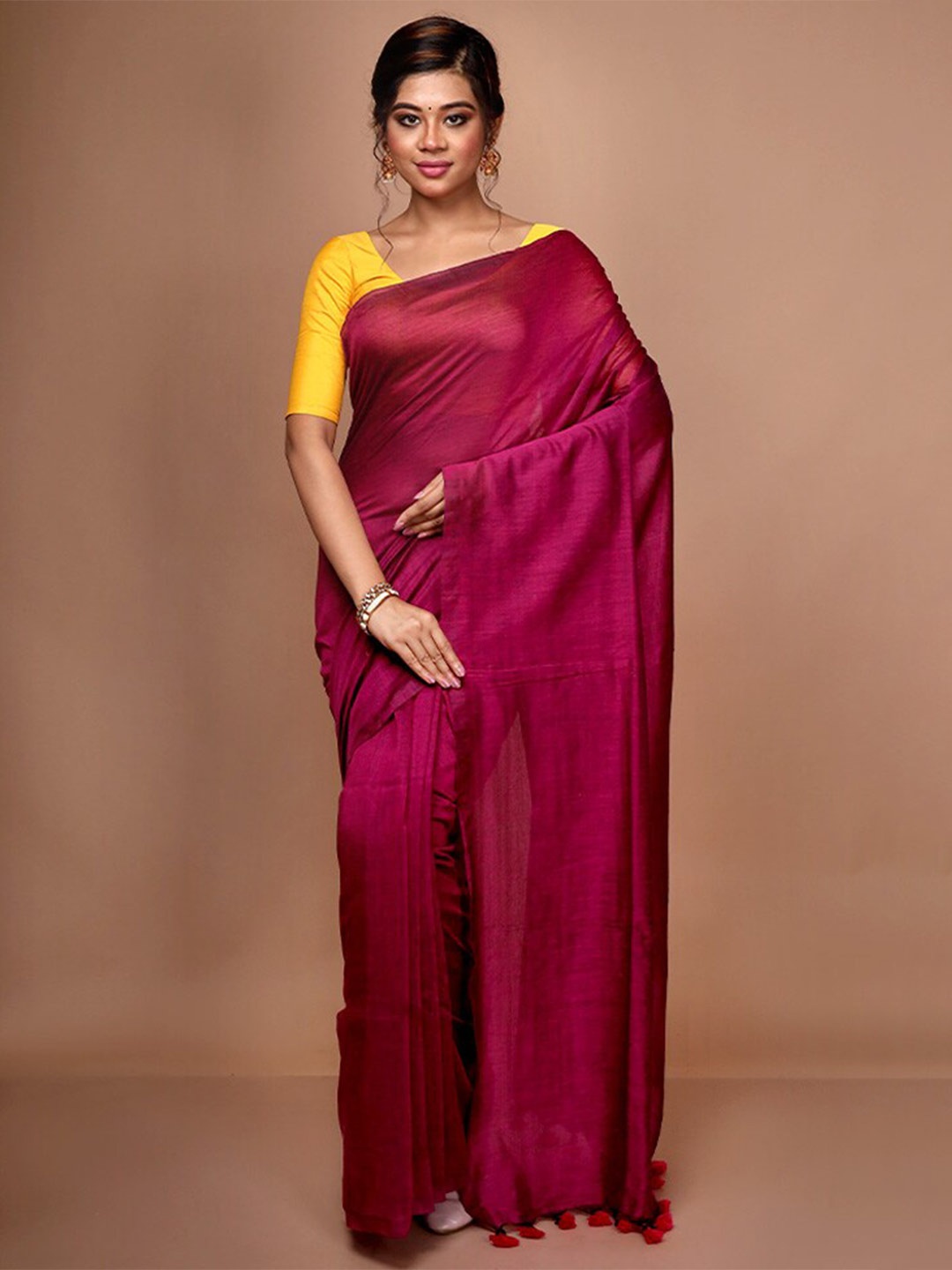 

AllSilks Tassel Detailed Saree, Magenta
