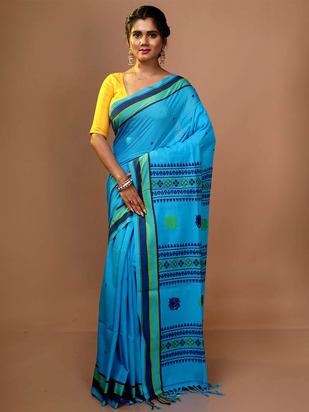 

AllSilks Ethnic Motifs Woven Design Saree, Blue