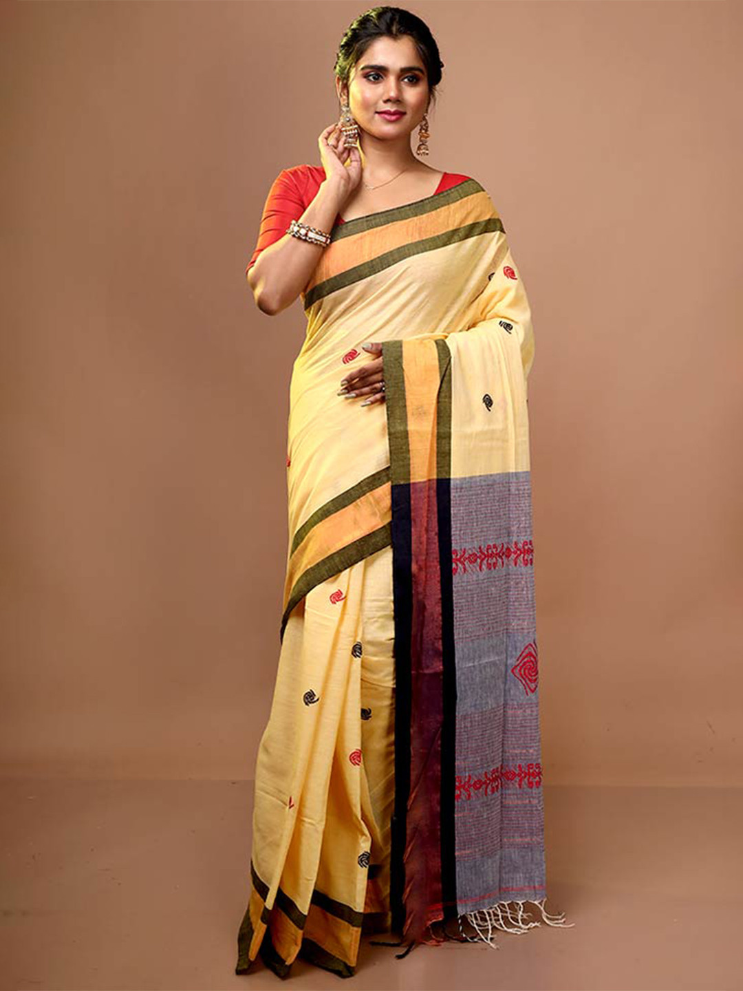 

AllSilks Ethnic Motif Woven Design Saree, Yellow