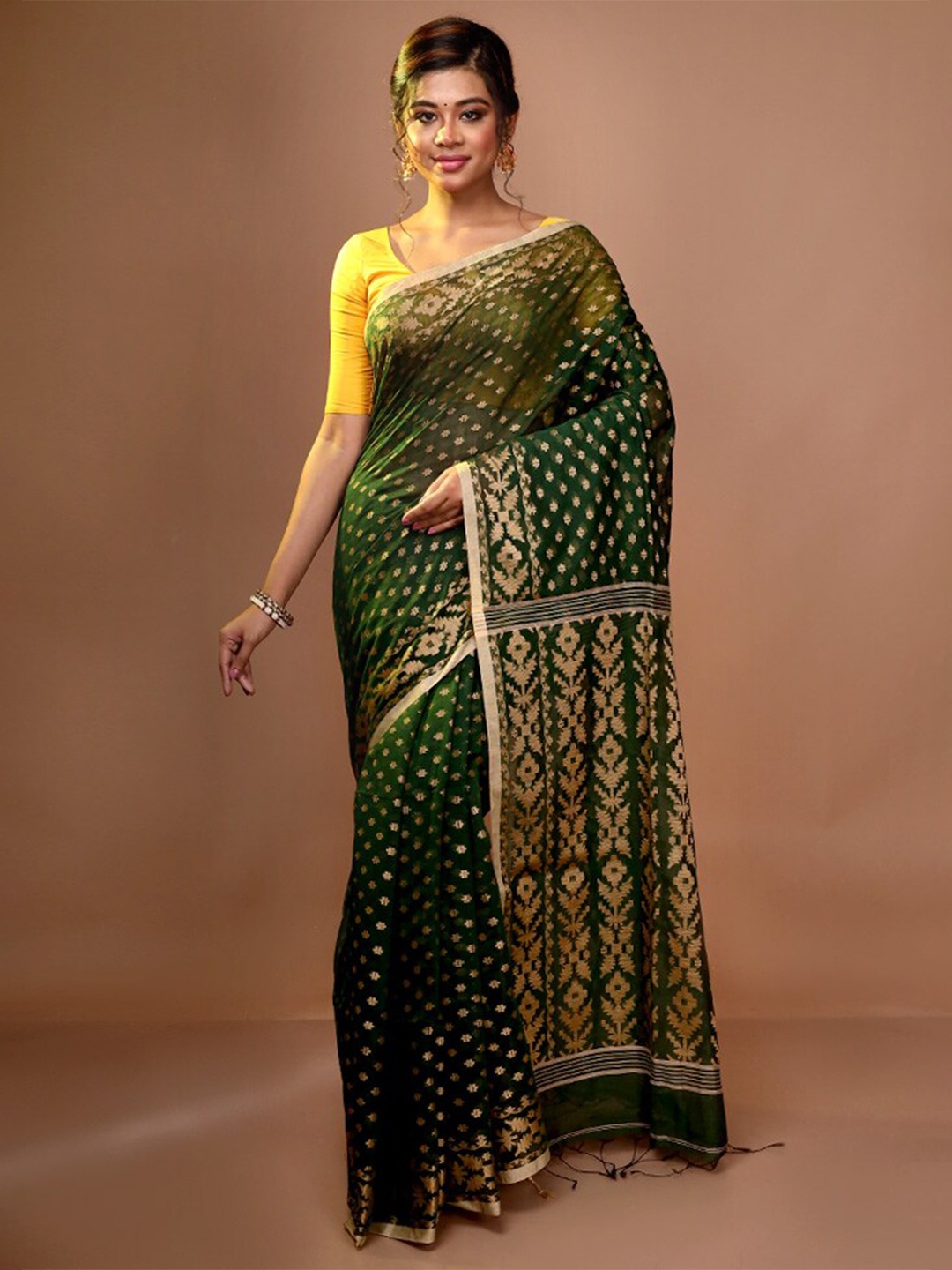 

AllSilks Woven Design Zari Saree, Green