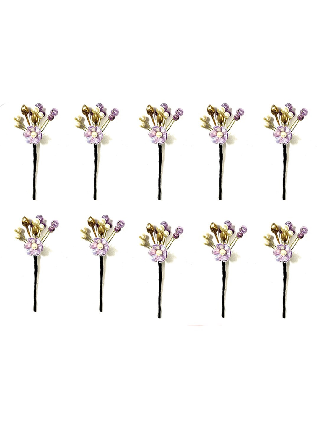 

Hair Flare Set Of 10 Beaded Hair Pins, Purple