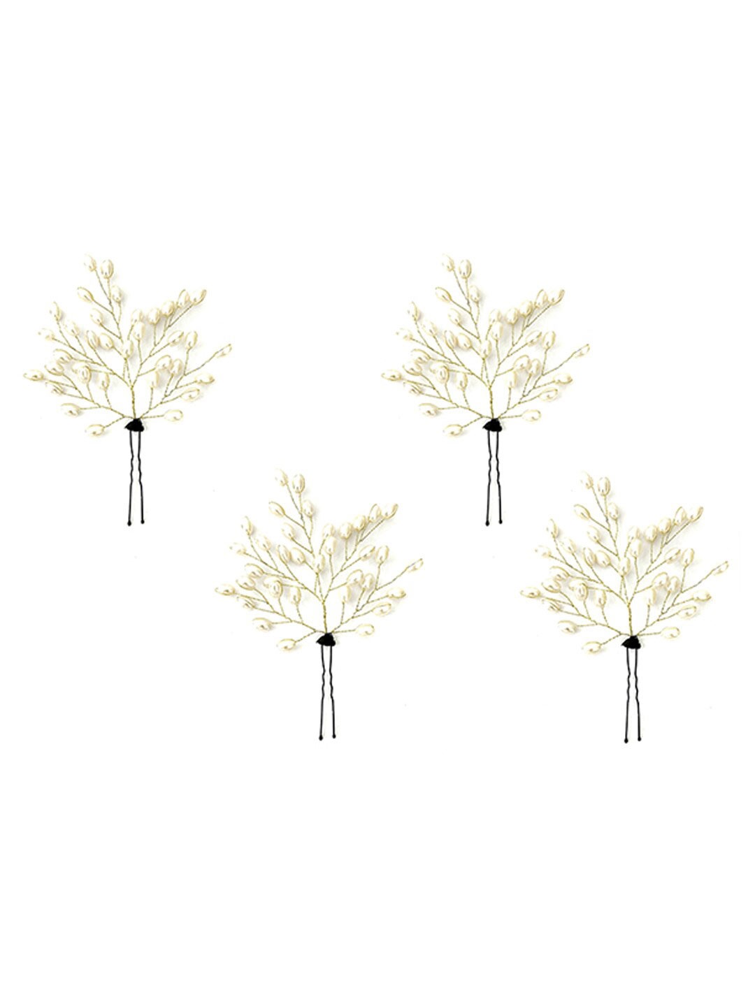 

Hair Flare Set Of 4 Beaded Hair Pins, Silver