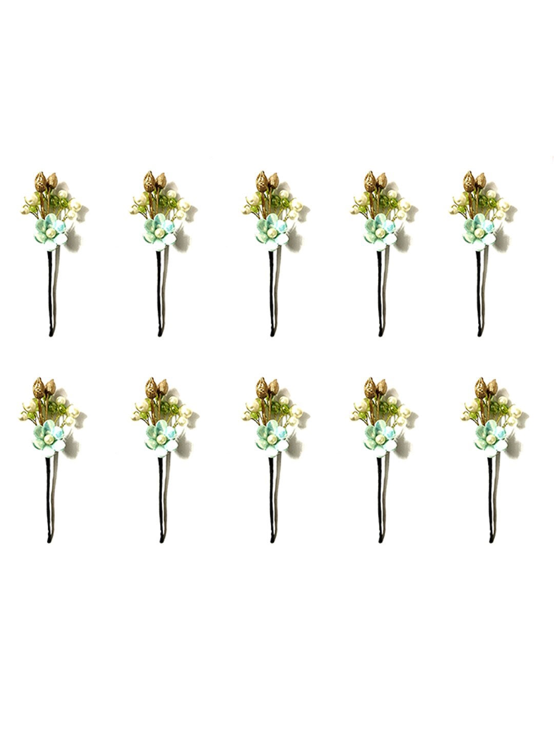 

Hair Flare Women 10 Pieces Floral Hair Accessory Set, Green