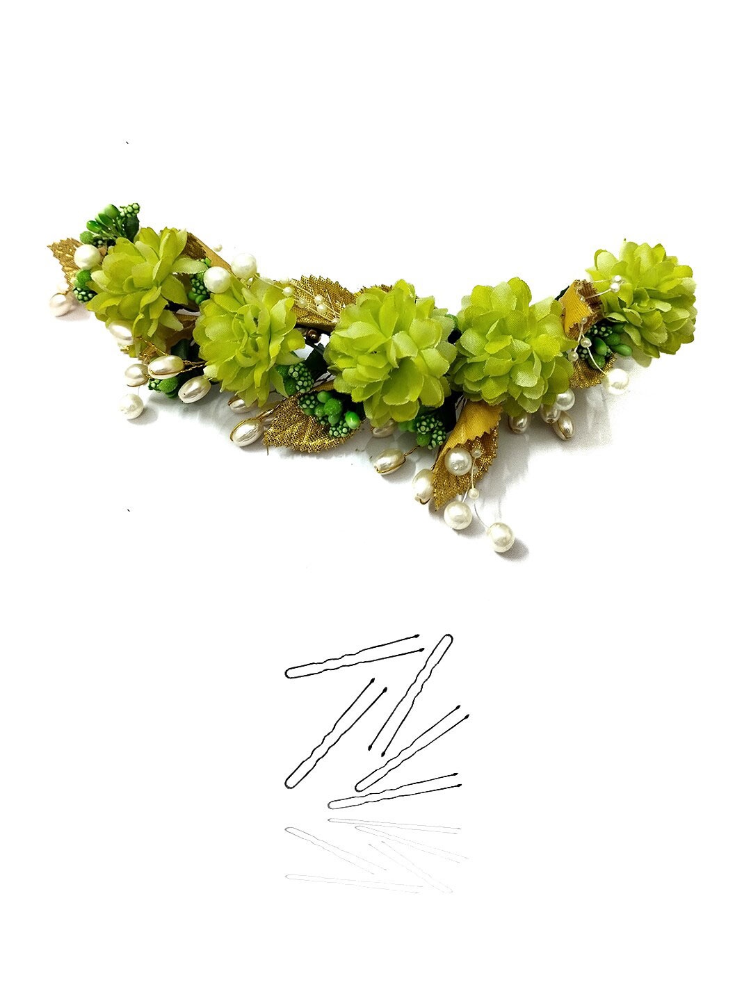 

Hair Flare Embellished Tiara With U Pins, Green