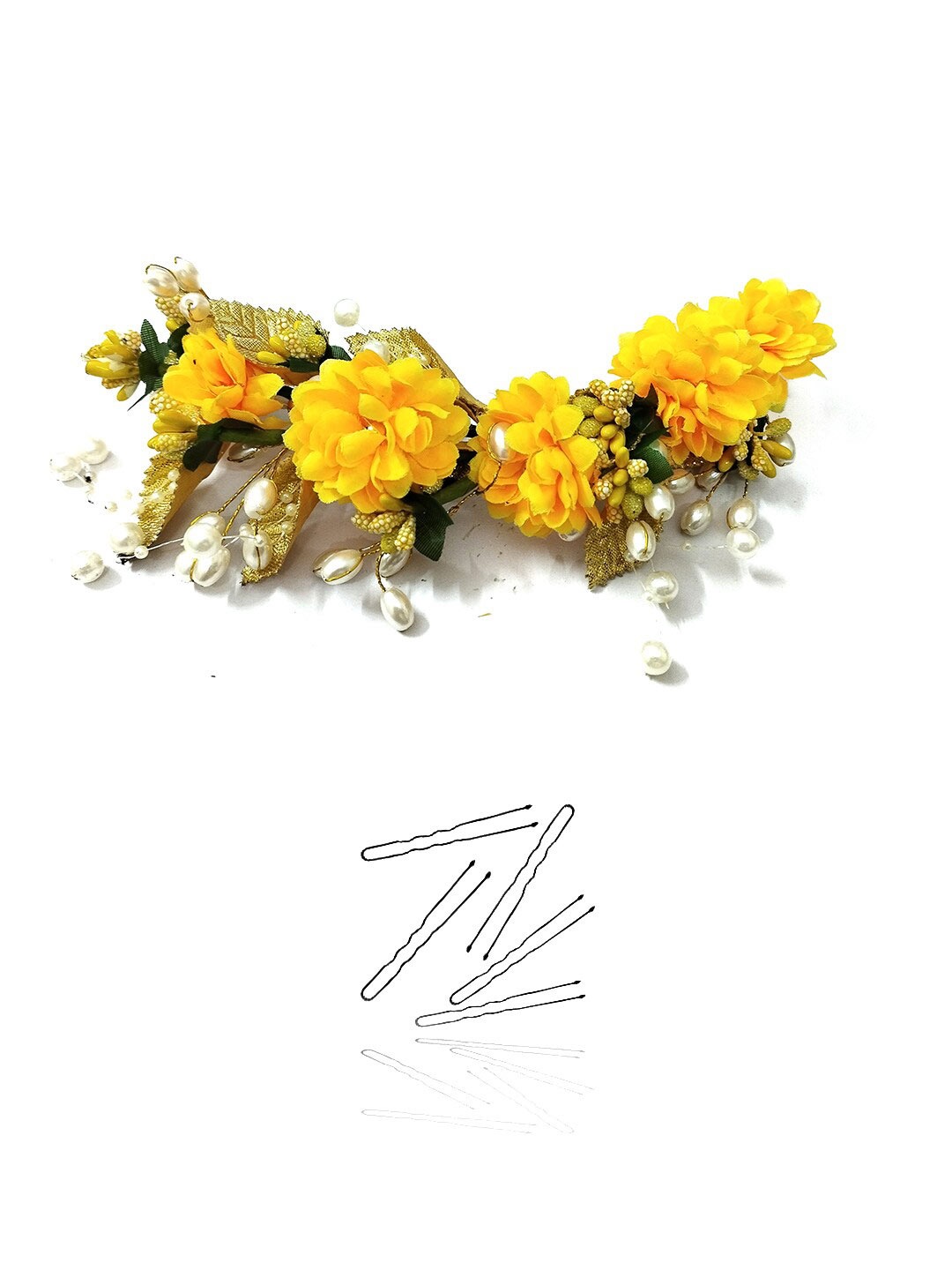 

Hair Flare Artificial Flower Beaded Hair Accessory, Yellow