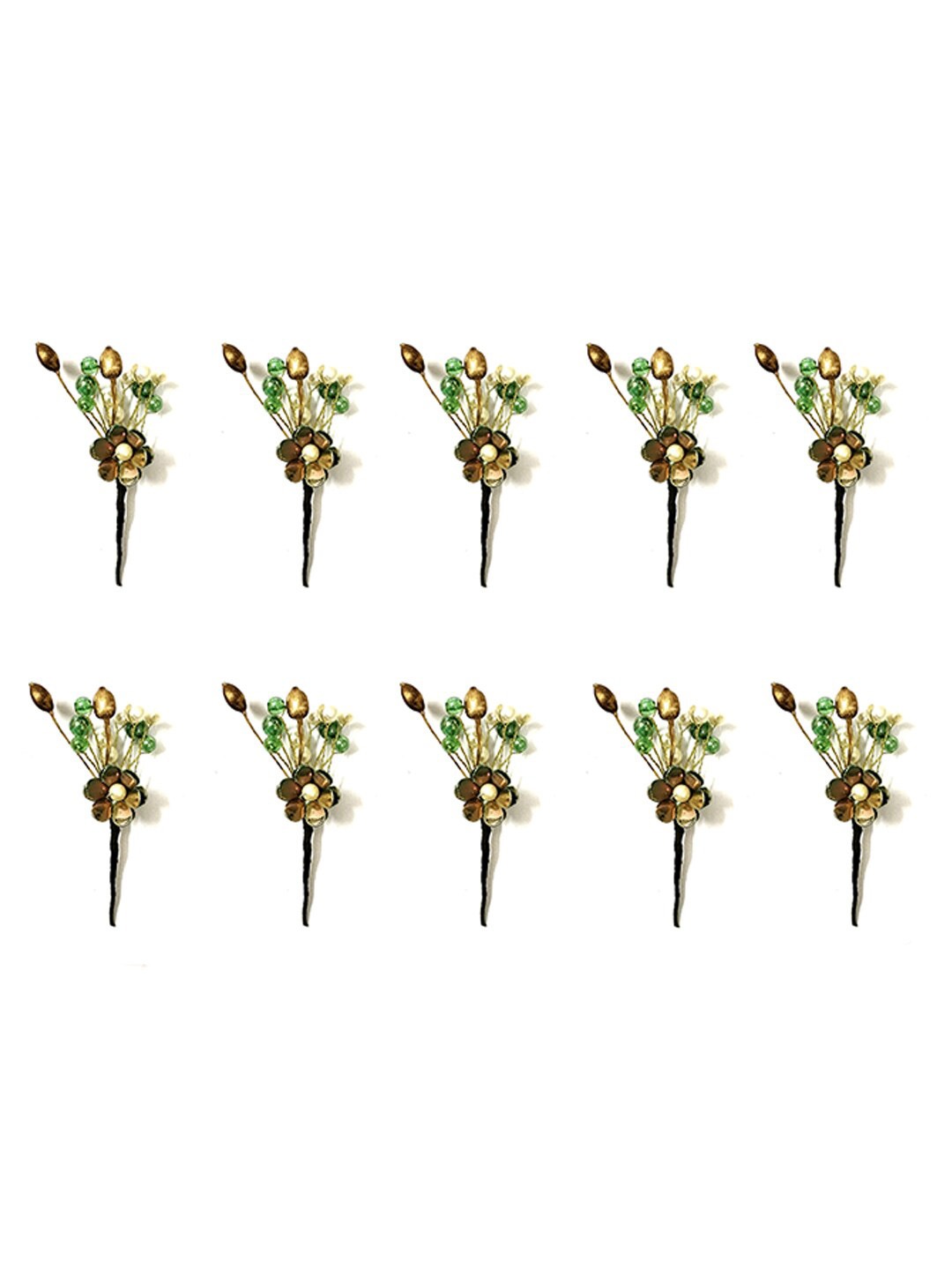 

Hair Flare Women 10 Pieces Floral Hair Accessory Set, Green