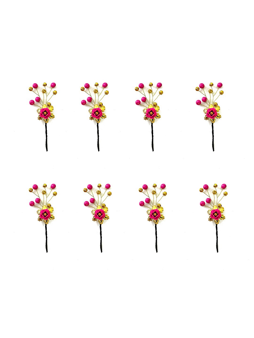 

Hair Flare Set Of 8 Beaded Hair Pins, Pink
