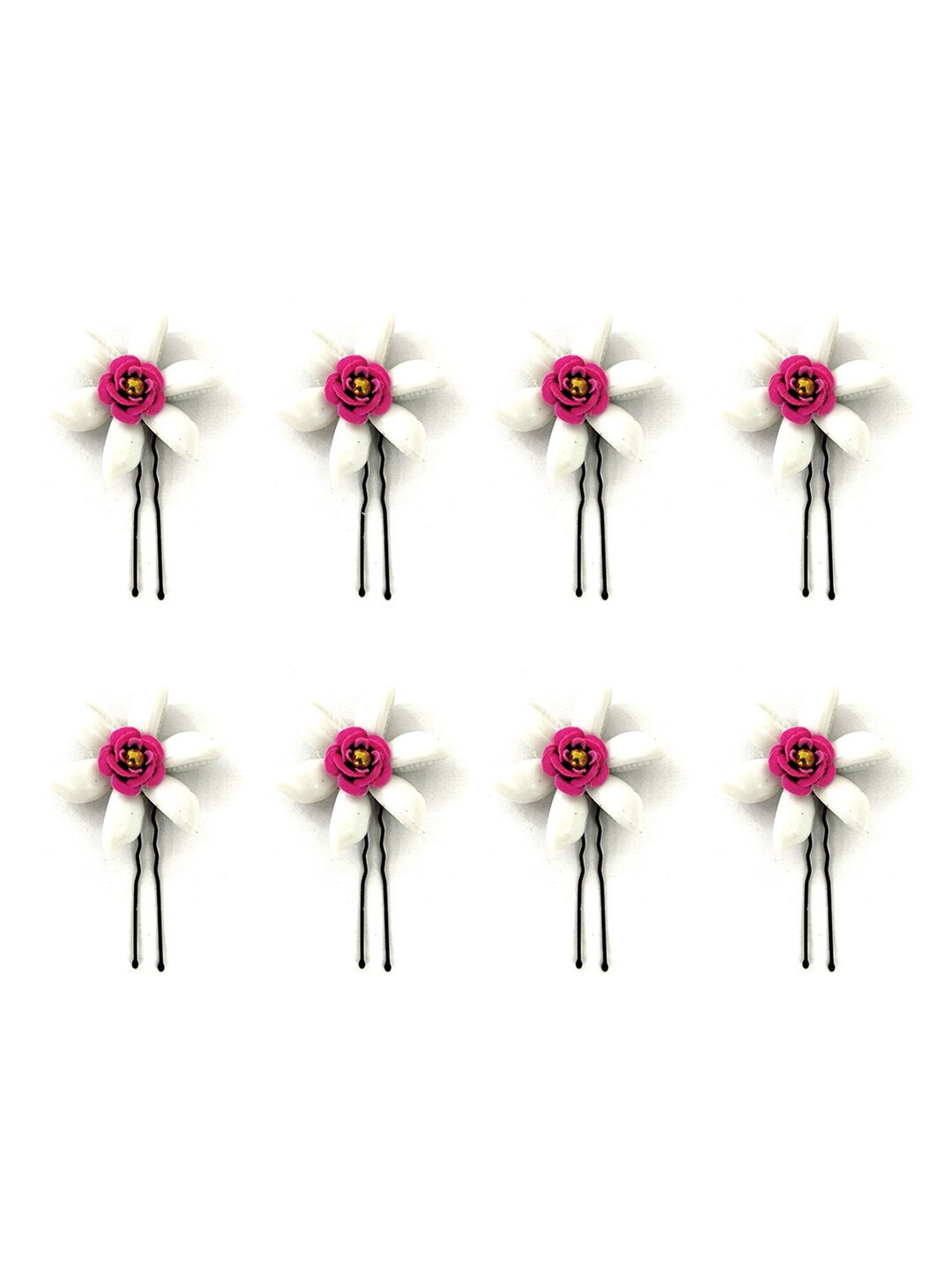 

Hair Flare Set Of 8 Embellished U Pins, Pink
