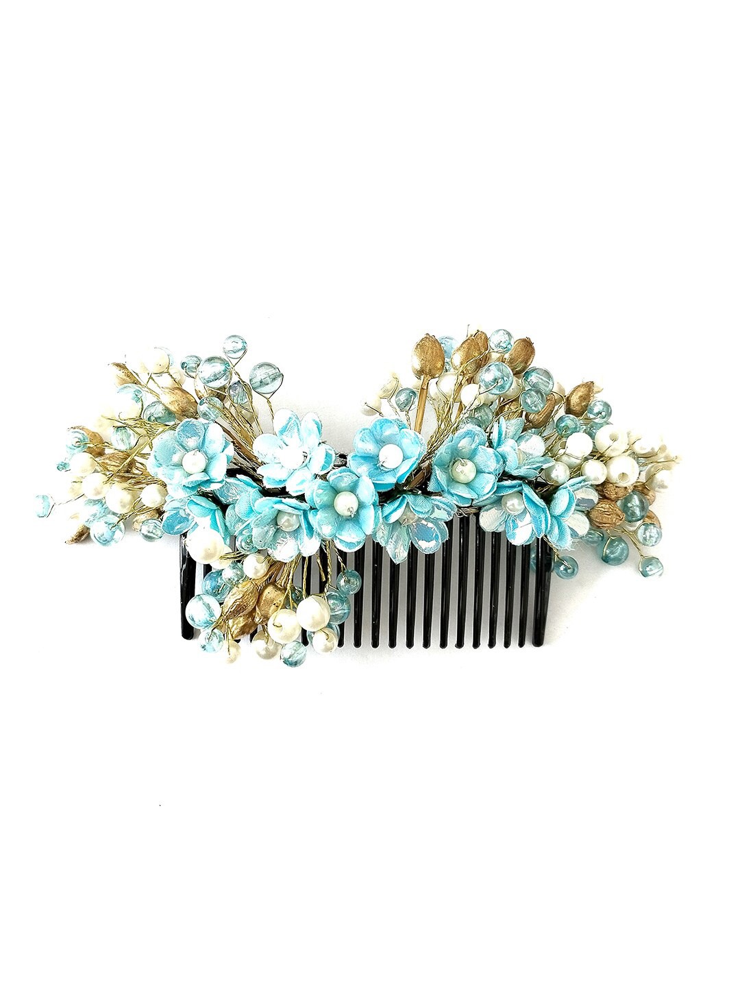 

Hair Flare Women Artificial Flower Embellished Comb Pin, Green