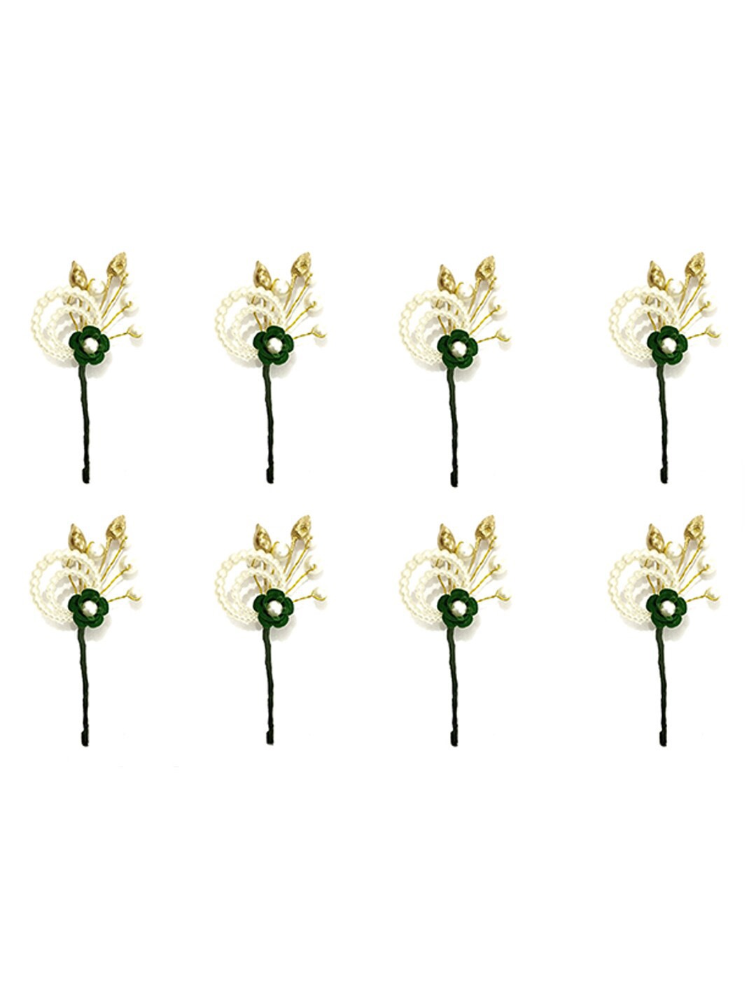 

Hair Flare Set of 8 Beaded Hair Pins, White