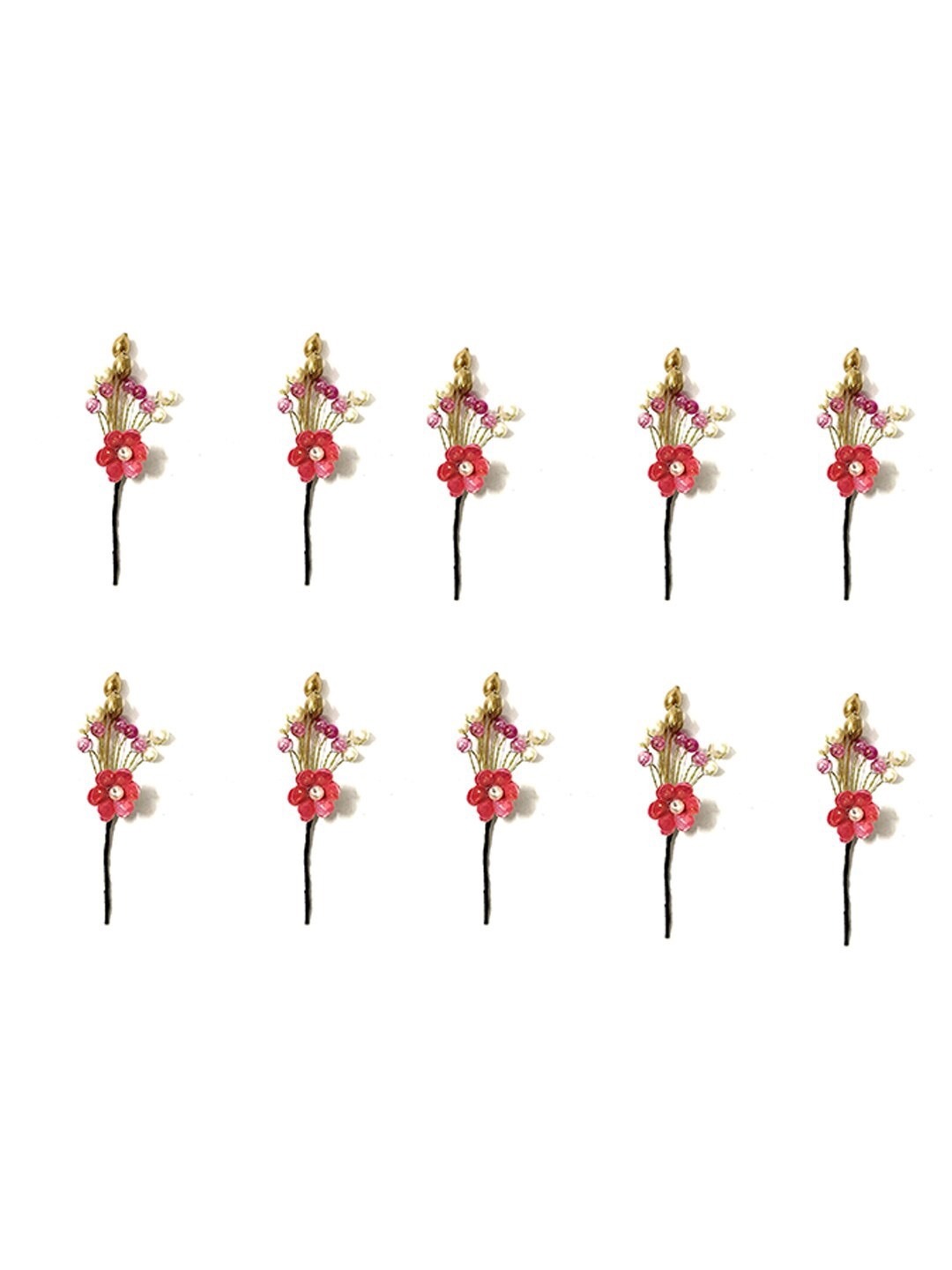 

Hair Flare Set of 10 Beaded Hair Pins, Pink