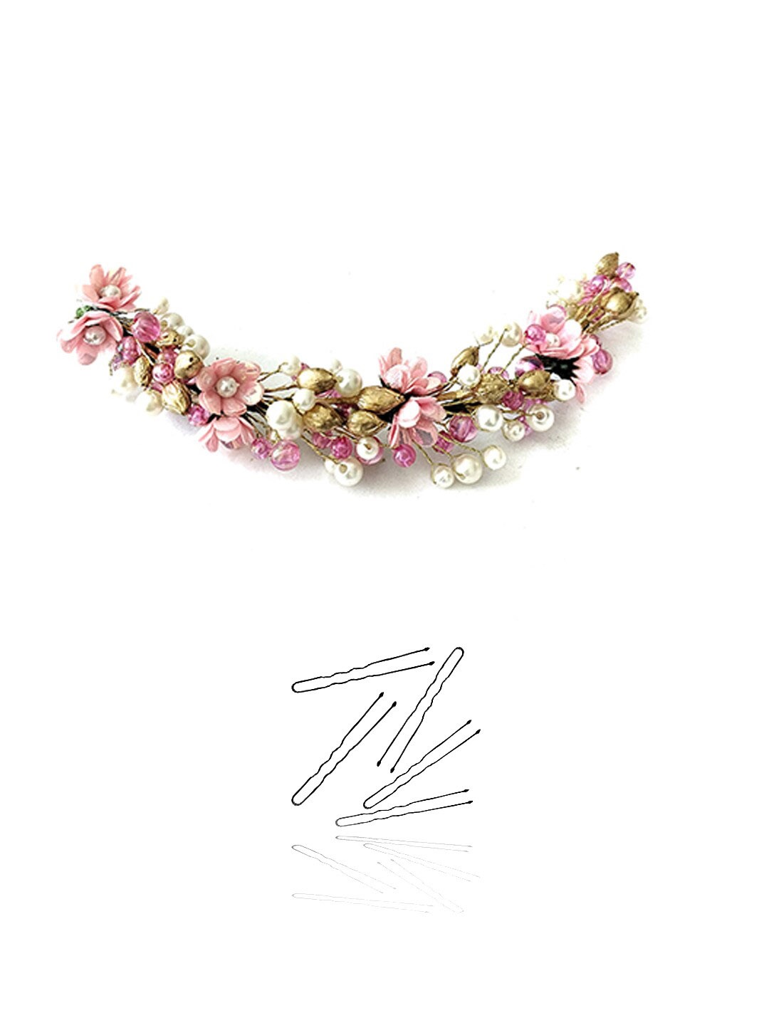 

Hair Flare Embellished Tiara With U Pins, Pink