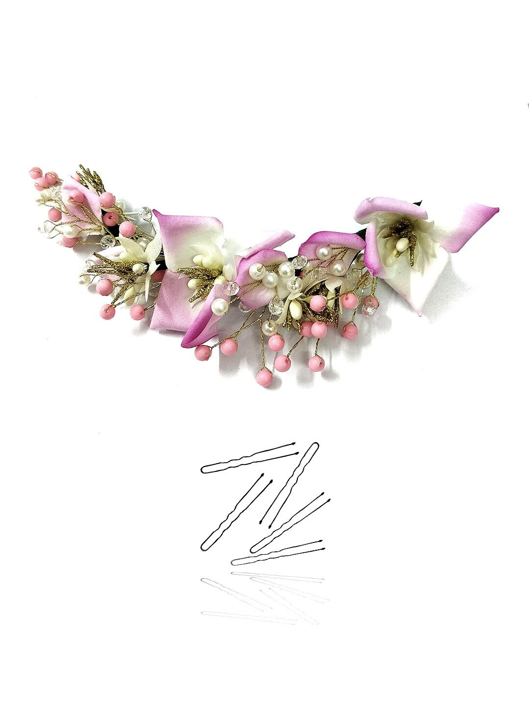 

Hair Flare Embellished Tiara With U Pins, Pink