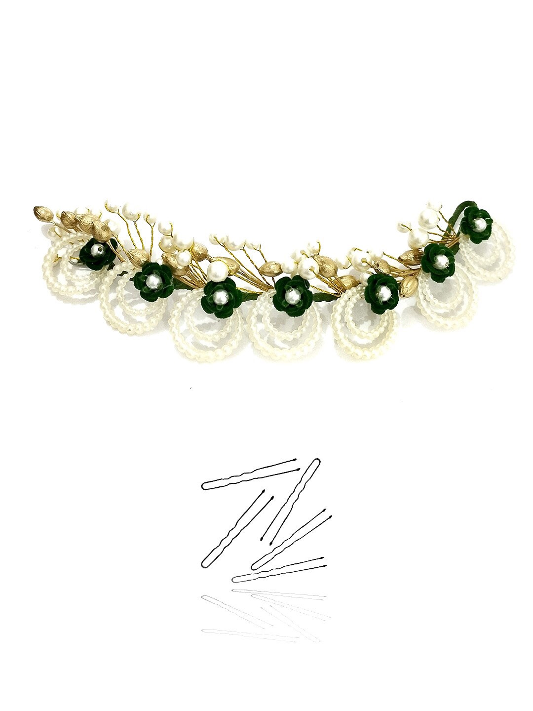 

Hair Flare Women Green & White Embellished Tiara