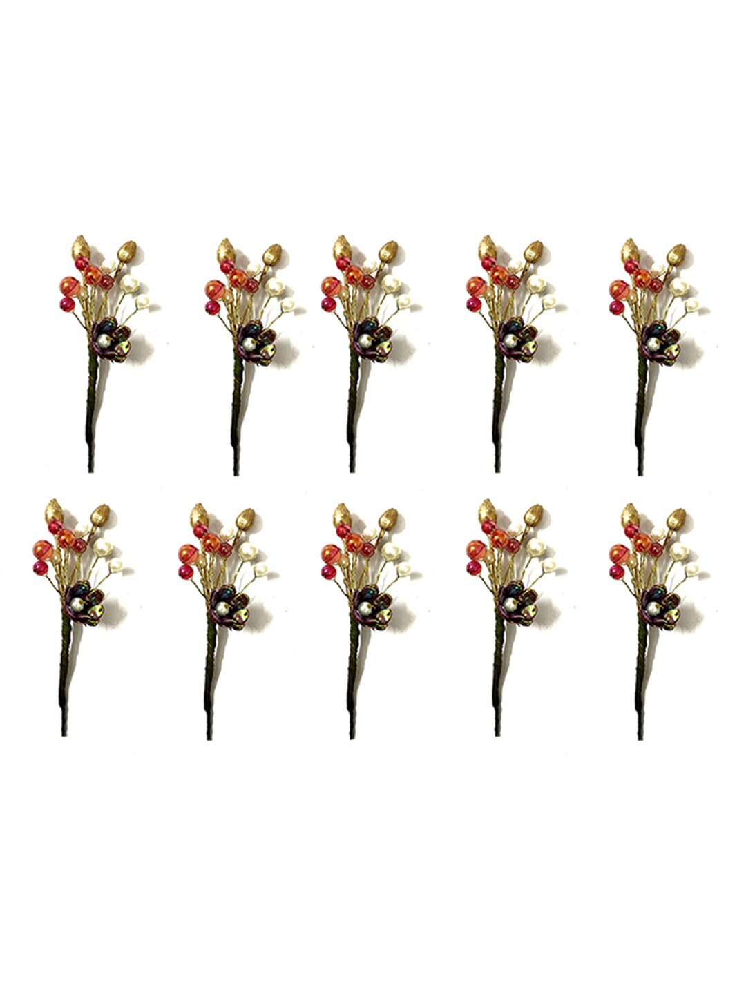

Hair Flare Set of 10 Beaded Hair Accessory, Maroon