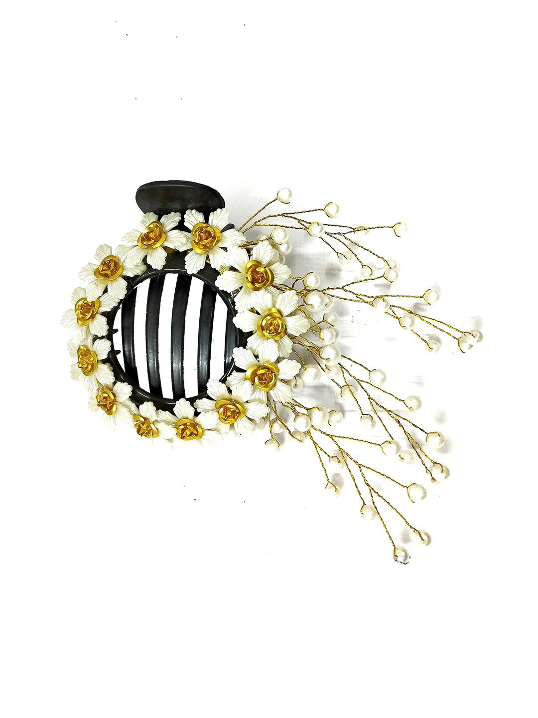 

Hair Flare Women Embellished Floral Claw Clip, White