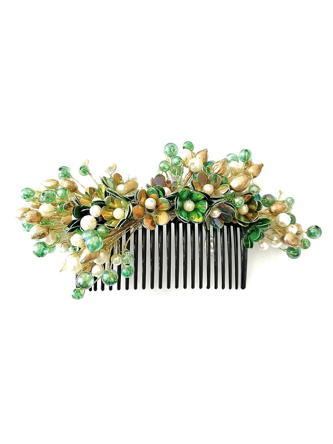 

Hair Flare Embellished Comb Pin, Green