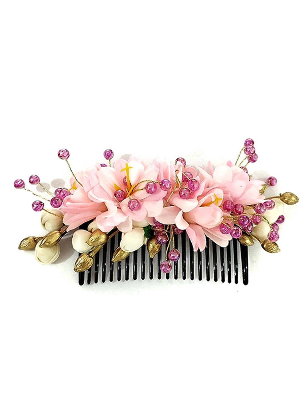 

Hair Flare Women Artificial Flower Comb Pin, Pink