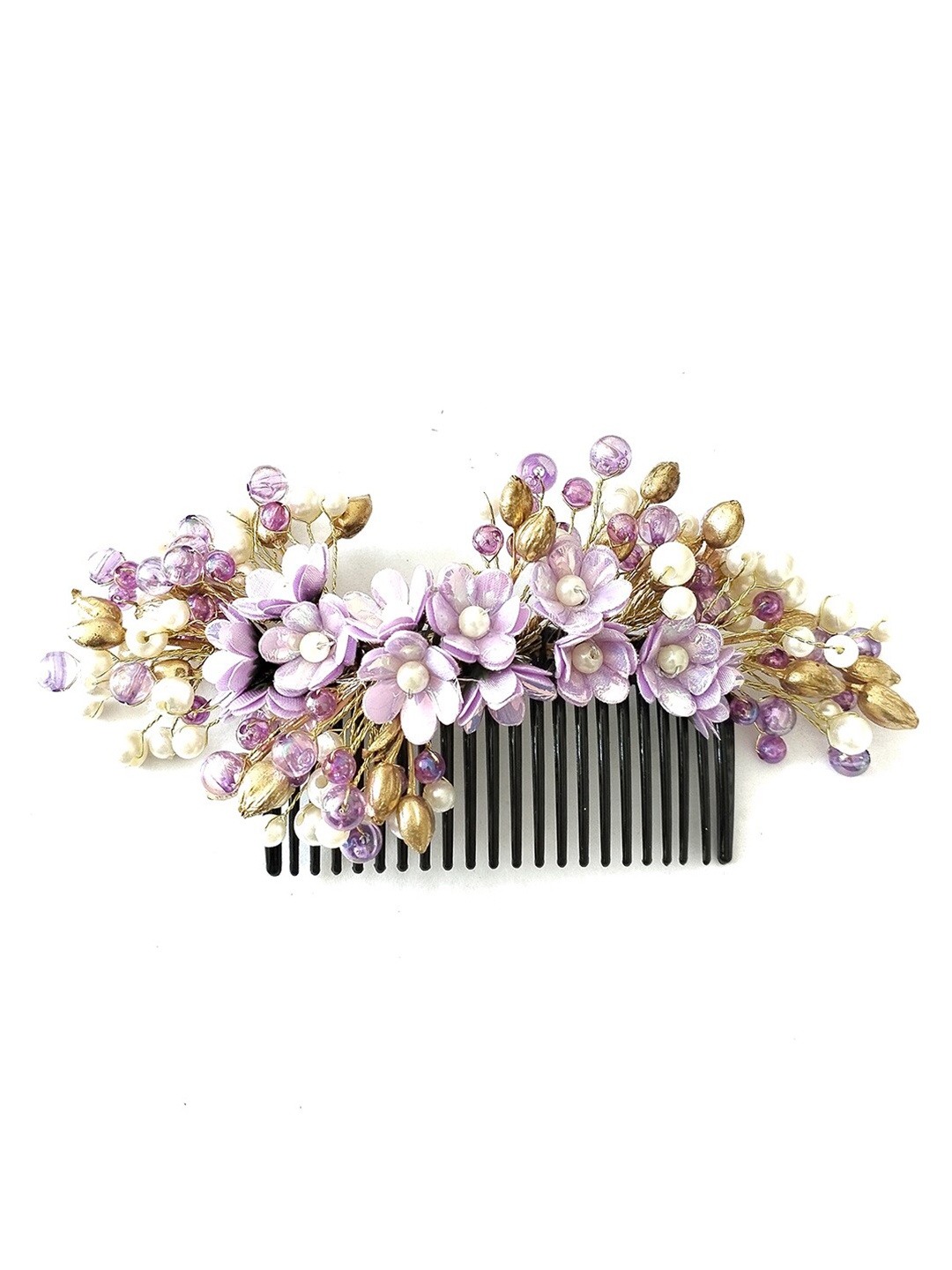 

Hair Flare Women Embellished Floral Comb Pin, Purple