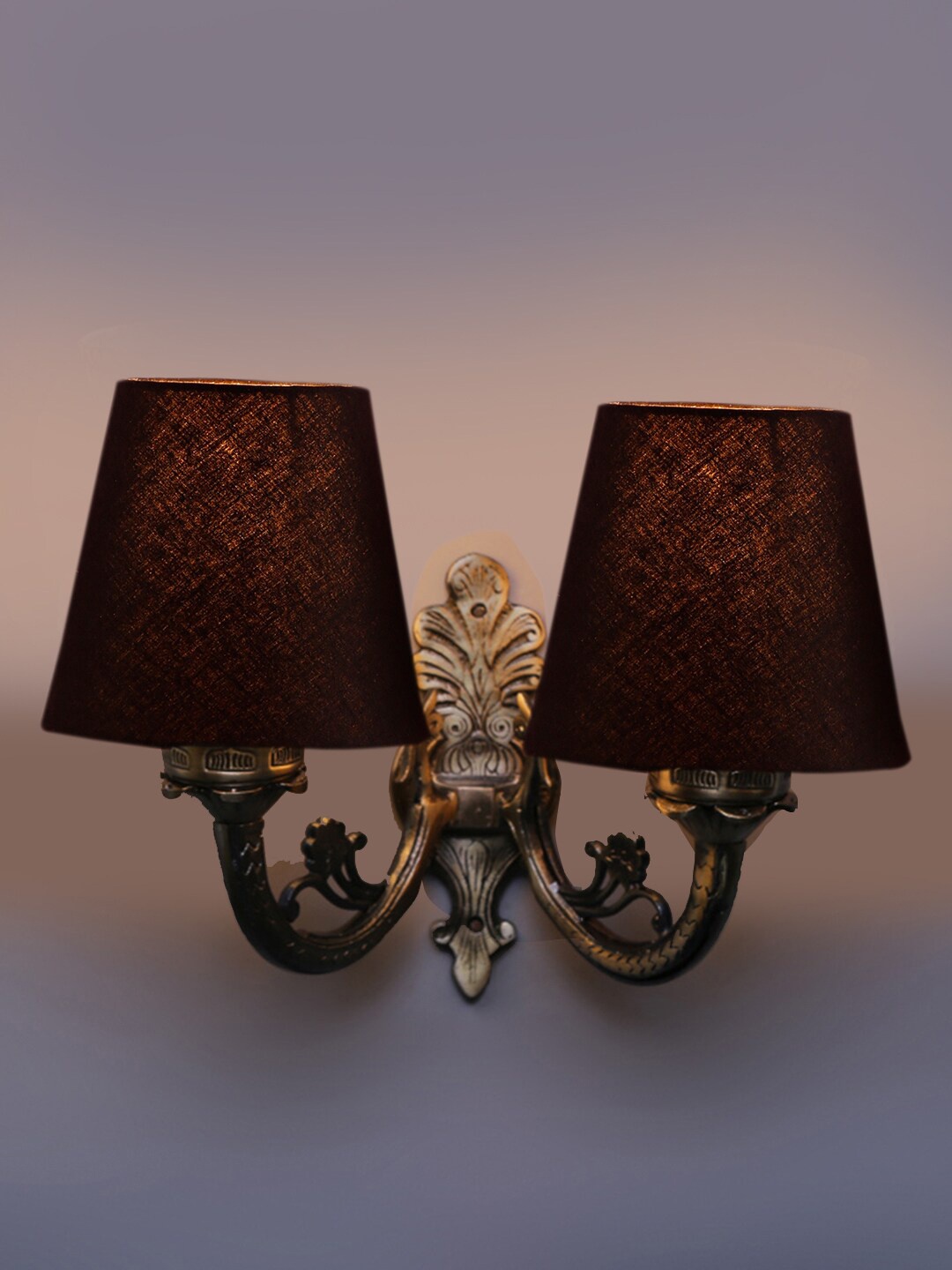 

Devansh Gold-Toned Dual Antique Frustum-Shaped Wall Lamp with Black Shade