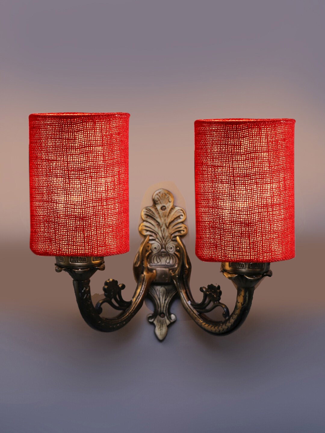 

Devansh Maroon Textured Antique Wall Lamp With Jute Shade