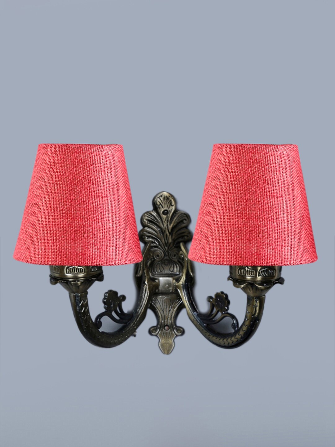 

Devansh Pink Textured Antique Wall Lamp With Jute Shade