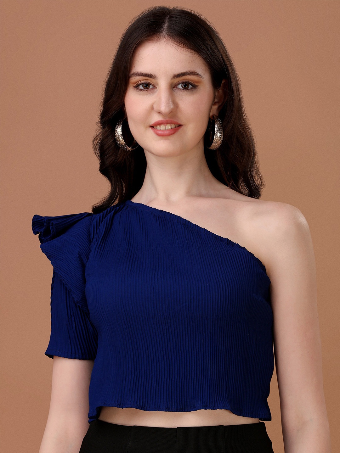 

Urban Luxe Blue One Shoulder Crop Top