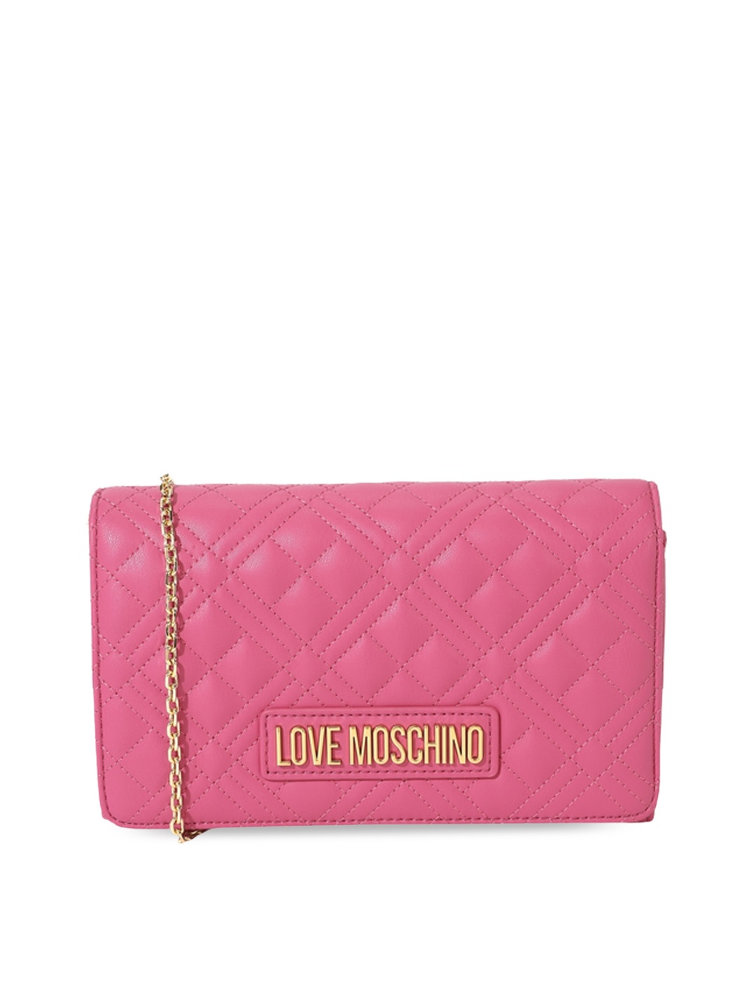 

LOVE MOSCHINO Textured Structured Sling Bag With Quilted, Pink
