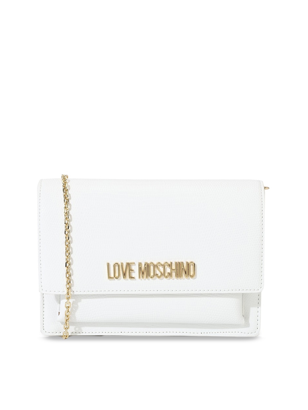

LOVE MOSCHINO Textured PU Structured Sling Bag with Quilted, White