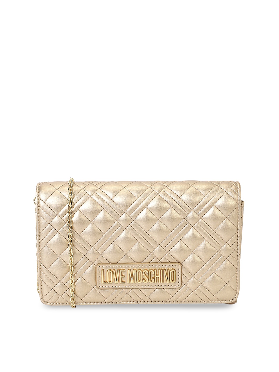 

LOVE MOSCHINO Geometric Textured Structured Sling Bag with Quilted, Orange