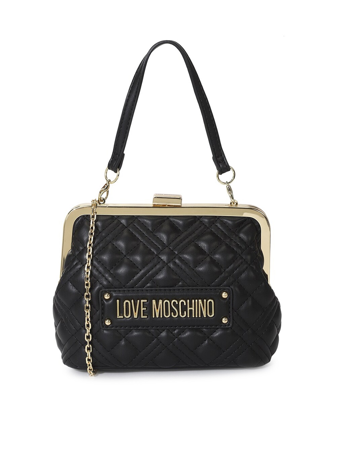 

LOVE MOSCHINO Textured Structured Handheld Bag, Black