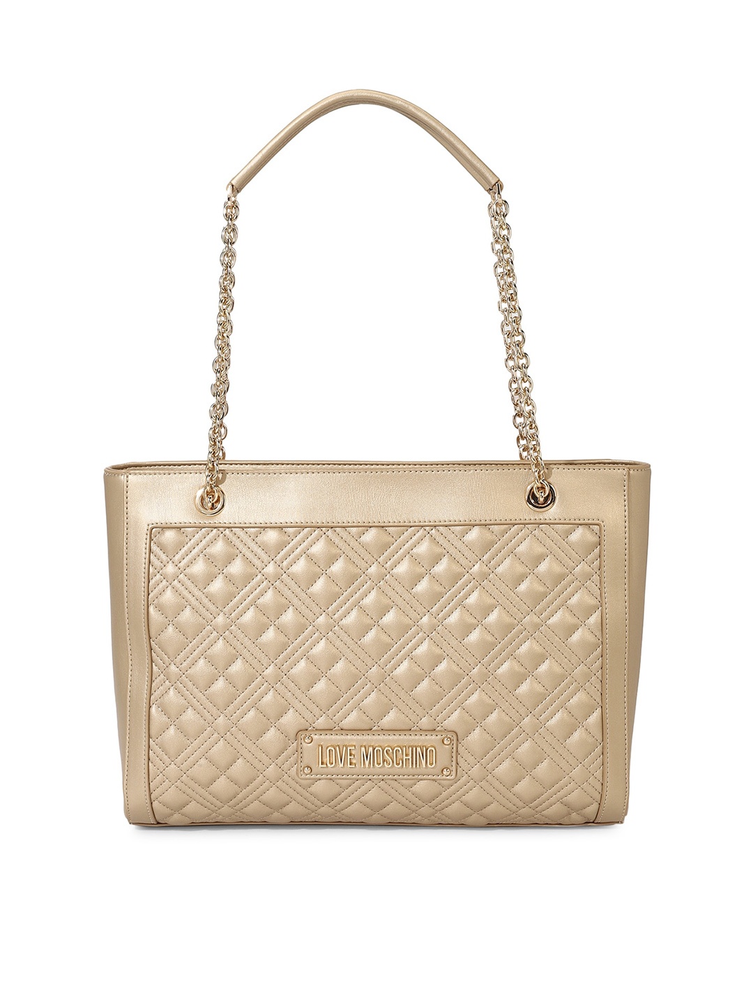 

LOVE MOSCHINO Textured Structured Shoulder Bag With Quilted, Gold